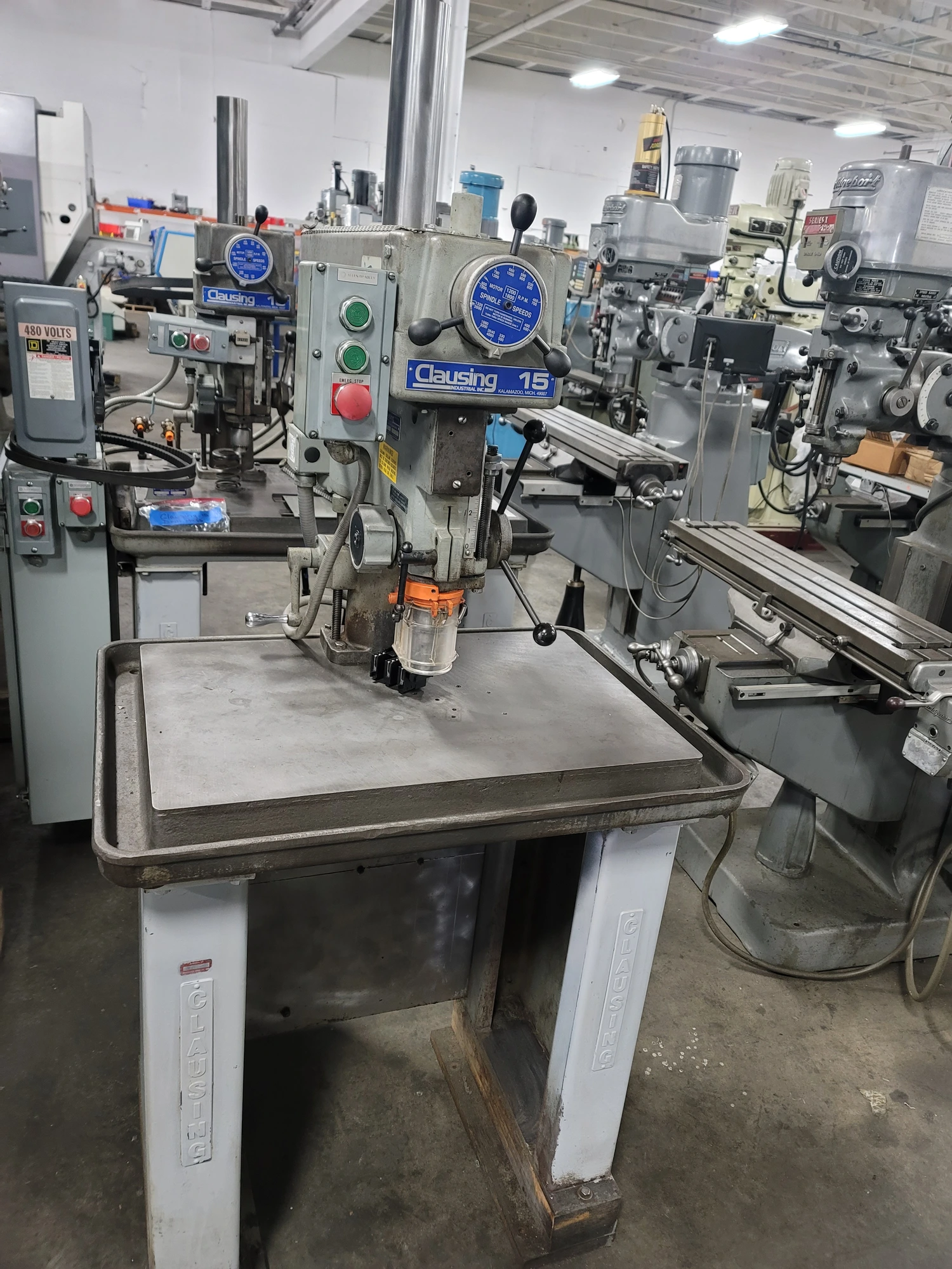 15" Clausing #1685, Variable Speed Drill Press, 330-2640 RPM, 3/4 HP, Production Table, 208-230/480 V., 3 Ph. - Image 3