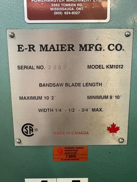 10" x 12" E-R Maier #KM1012, Roll-In Horizontal Band Saw, 18" x 30" table, 76-363 FPM, 1/4"-3/4" blade width - Image 6