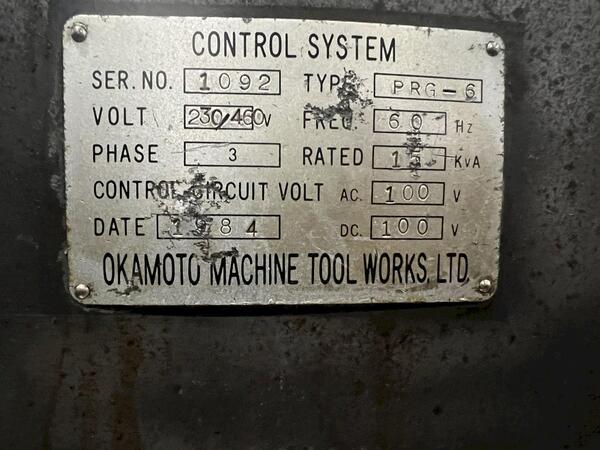 Okamoto #PRG-6, vertical rotary surface grinder, 24" chuck, 1984 - Image 7