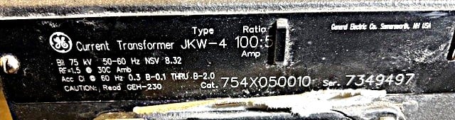General Electric, Current Transformer, 100:5 current ratio, Type JKW4, 50-60 Hz., (5 available) - Image 2