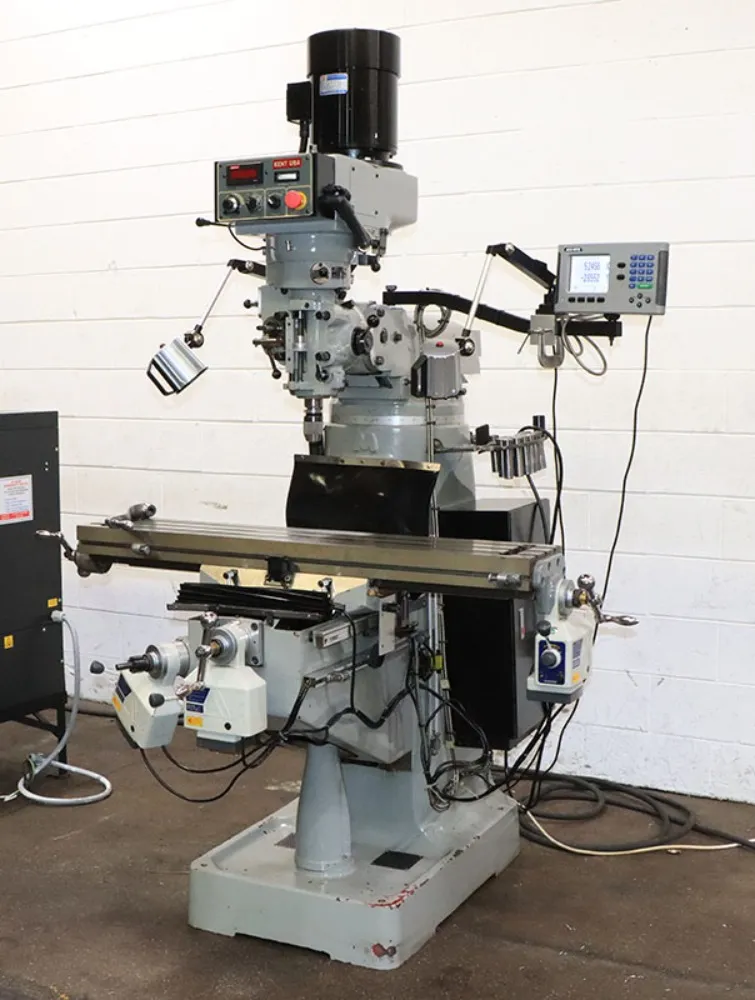Kent #KTM-3VSF, Vertical Mill, 9" x 49" table, 3 HP, 35" X, 12" Y, 60-4500 RPM, R-8, Acu-Rite 2-Axis digital - Image 3