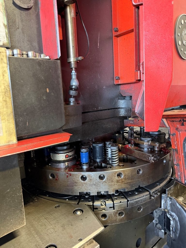 33 Ton, Amada #Pega-357, CNC turret punch, 58 station, 4 automatic index, 50" x70" sheet, Fanuc 04PC, ball - Image 9