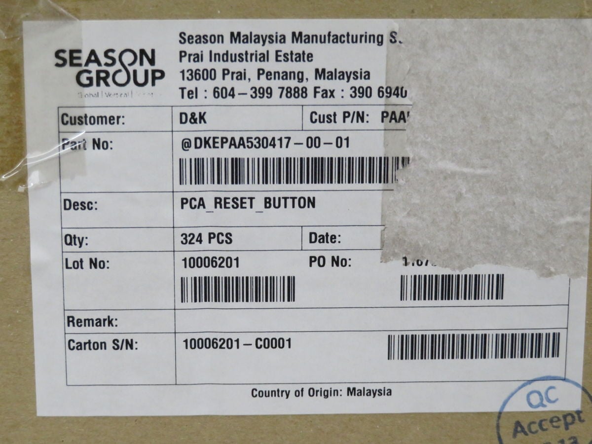 PCA #530417-00-01, Reset Buttons, DKEPAA530417-00-01, LOT of 150 - Image 5