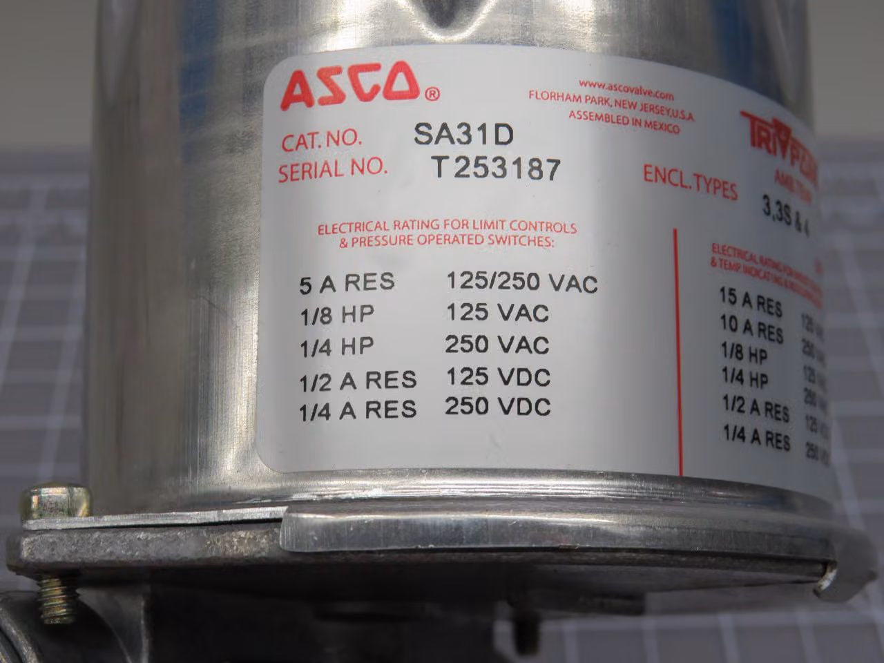 Asco #SA31D, Tri-Point Pressure Switch - Image 6