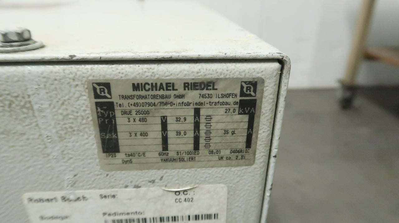 27 KVA 480 Primary, 400 Secondary, Michael Riedel #DRIVE-25000, Power Transformer, 3 Phase - Image 6