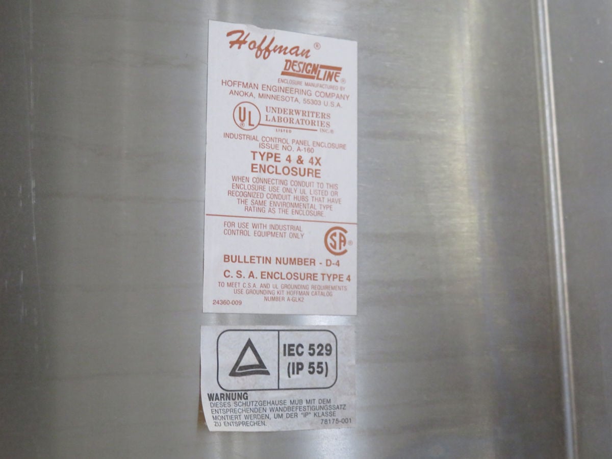 Hoffman #A-160, Stainless Steel Industrial Control Panel Enclosure - Image 6