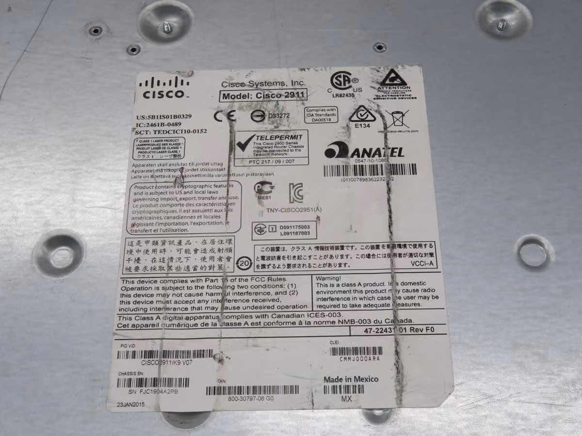 Cisco #CISCO2911, Integrated Services Router, 47-22431-01 - Image 1