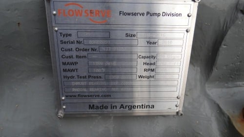 350 GPM @ 2402' TDH, Flowserve IR, 2" MSN, 8 STG, 3x8DA, 3560 RPM, #2971 - Image 2