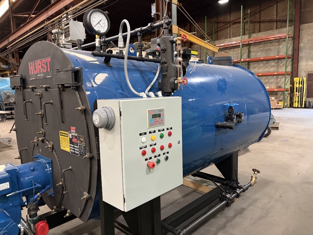 100 HP Hurst Boiler, 150 PSI, firetube, steam, natural gas fired, reconditioned w/ warranty, Nexus Controls - Image 2