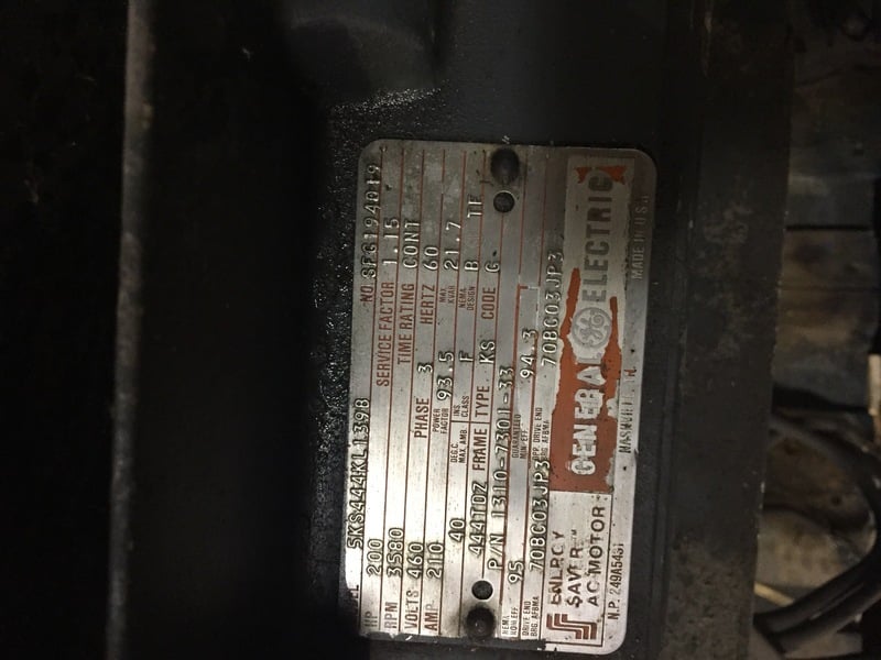 200 HP 3580 RPM General Electric, Frame 444TDZ, TEFC, 210 amp, 460 Volts Atlas Copco 1310-7301-33 - Image 2