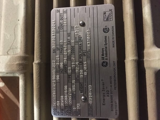 40 HP 3560 RPM General Electric, Frame 286TSD, TEFC, 94.2/47.1 amp, 230/460 Volts - Image 2