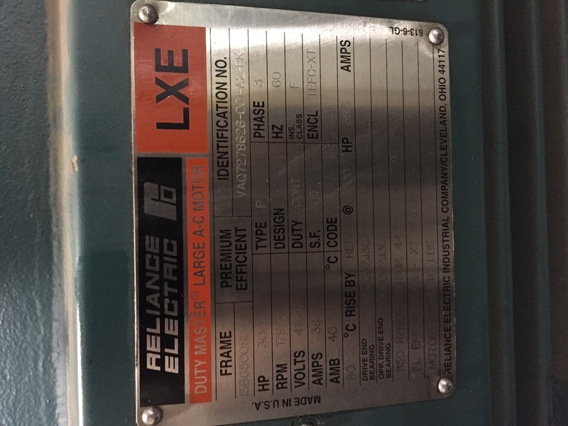 300 HP 1735 RPM Reliance, Frame 5008D, TEFC, 38.5 amp, 4160 Volts - Image 2
