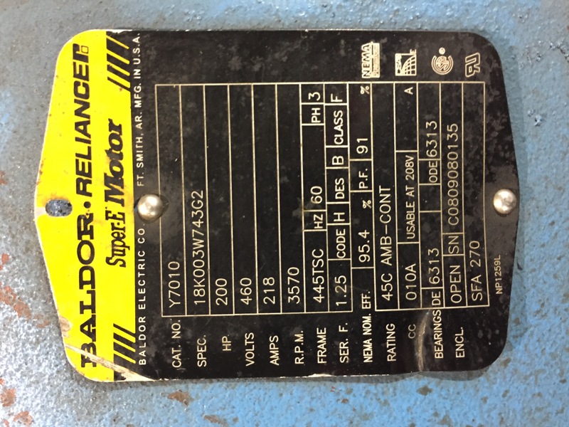 200 HP 3570 RPM Baldor, Frame 445TSC, ODP, 218A, 460 Volts - Image 2