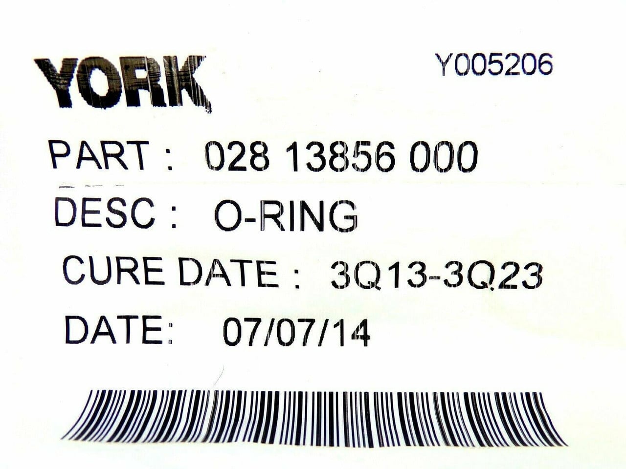 York Johnson Controls 028-13856-000 O-Ring For Compressor Service Repair [New] - Image 1