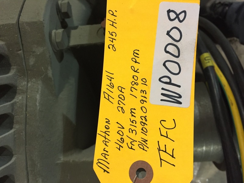 245 HP 1780 RPM Marathon, Frame 315M, TEFC, 276 amp, 460 Volts - Image 1