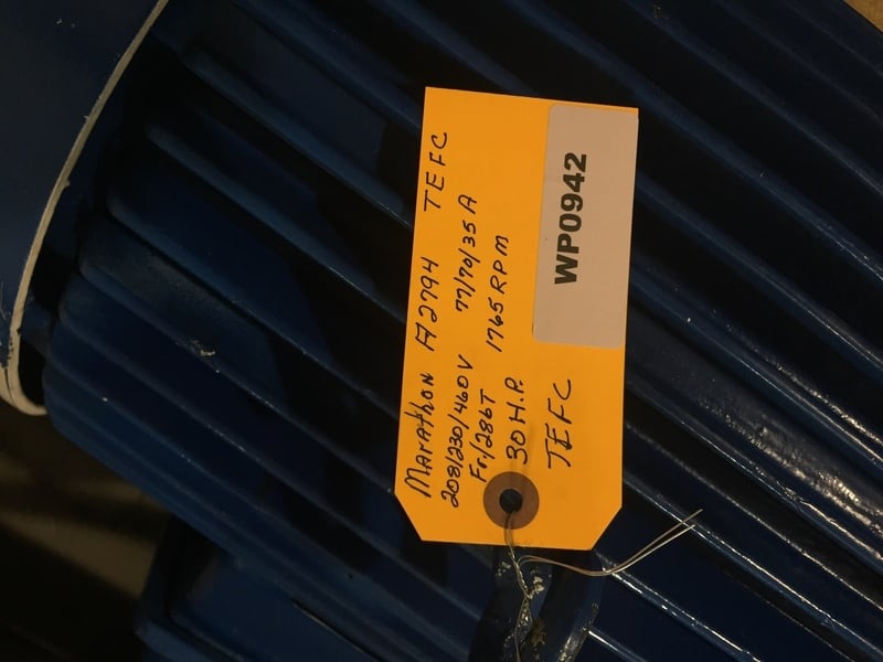 30 HP 1765 RPM Marathon, TEFC, tefc, 208/230/460 Volts - Image 1