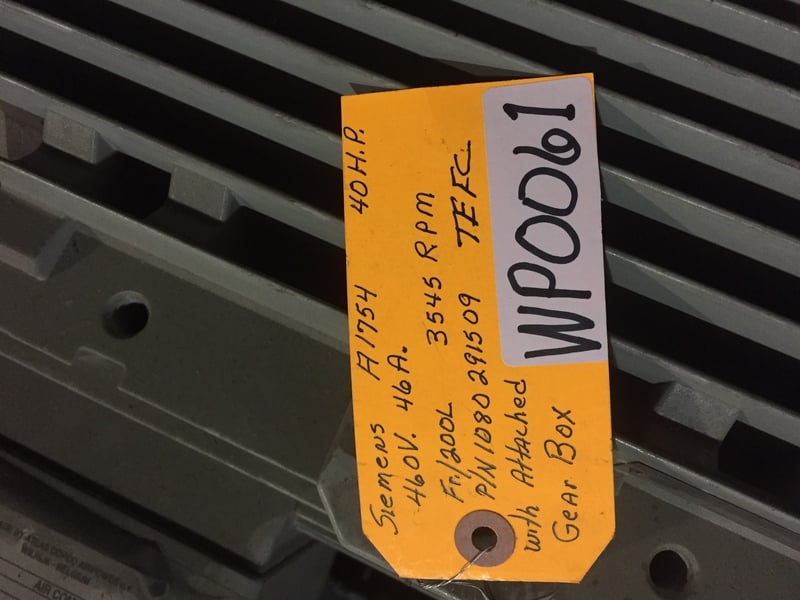 40 HP 3545 RPM Siemens, Frame 200L, TEFC, 46 amp, 460 Volts - Image 1