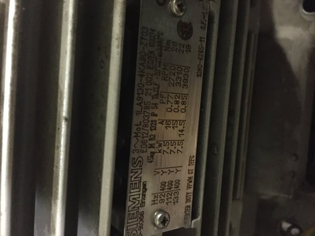 10 HP 2930 RPM Siemens, variable speed drive, TEFC, 16 amp, 400 Volts - Image 2