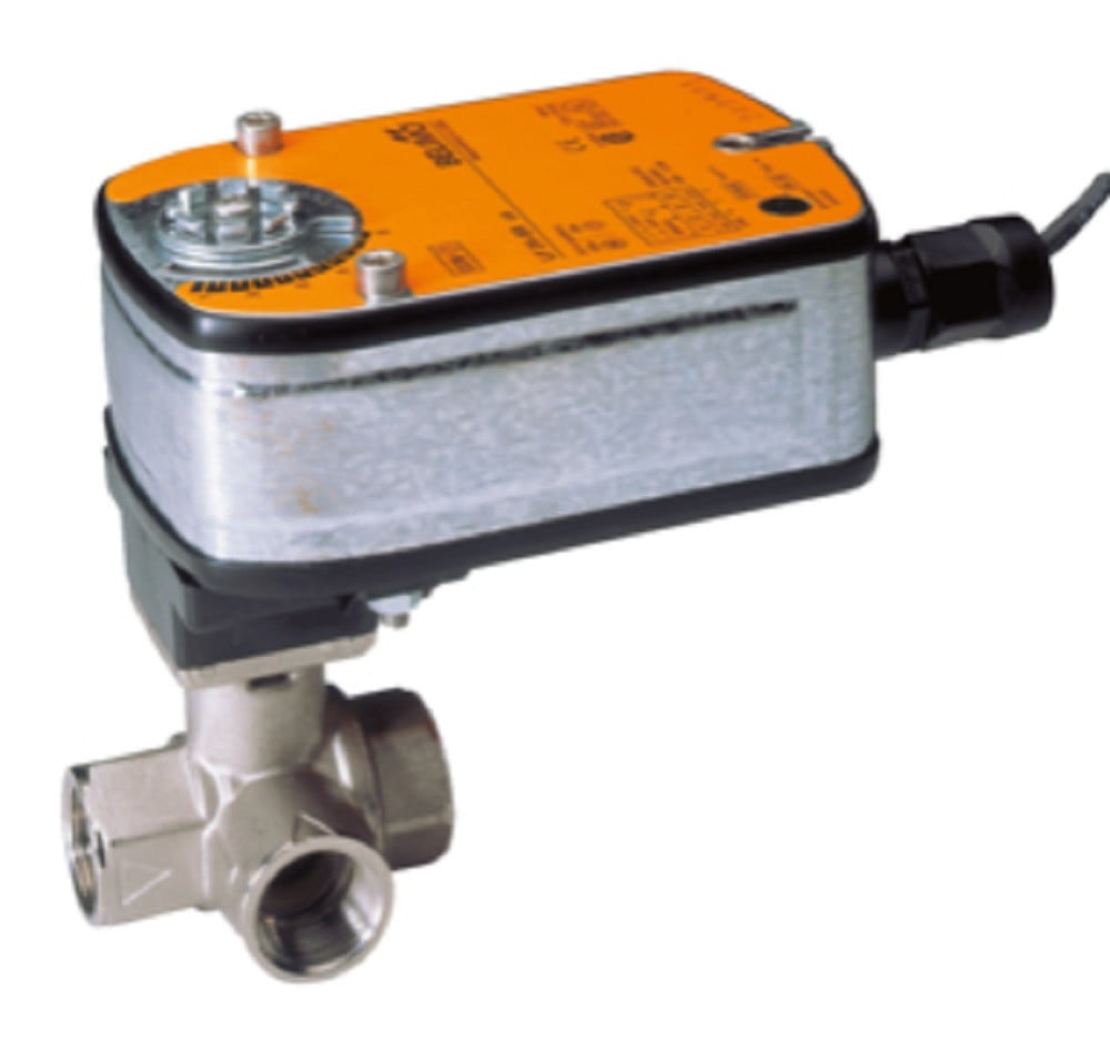 Belimo B325L+LF24-MFT-S Ball Valve (BV), 1", 3-Way, Cv 11, With Actuator, 24 V [New] - Image 1