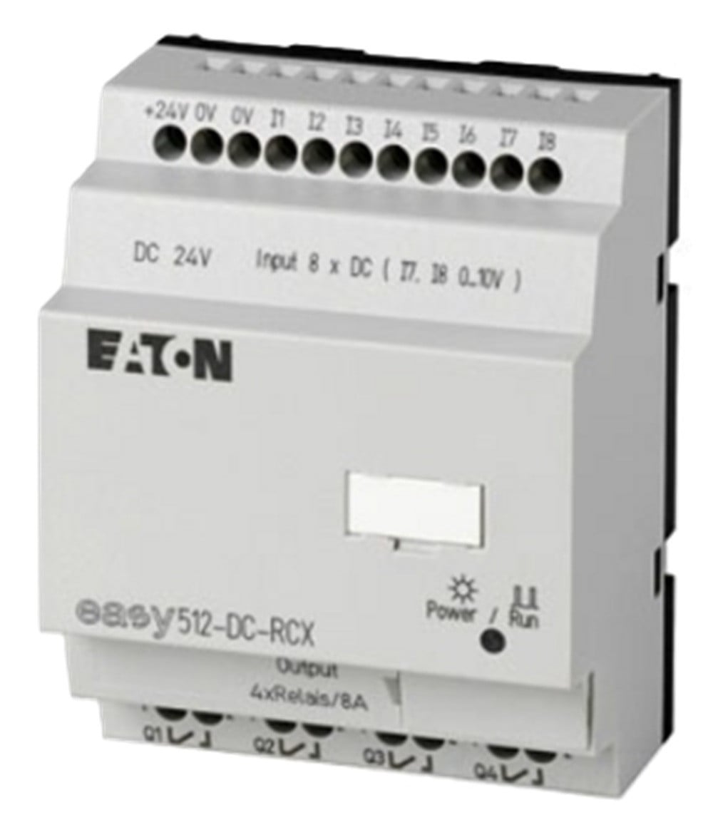 Eaton EASY512-DC-RCX Easy Programmable Logic Module, 8 DI, 4 RO [New] - Image 1