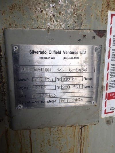 54" x 22' Cessco / Silverado, sweetening skid, 250 psi, 1972 - Image 7