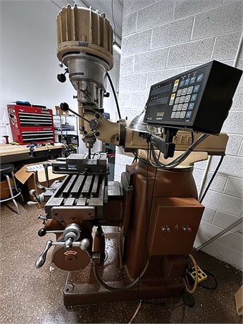 Tree #2UVR, vertical mill, 10.5" x42" tbl., 25" X, 11" Y, 17.5" Z, 1.5 HP, 60-3300 RPM, digital read out, 1965 - Image 2