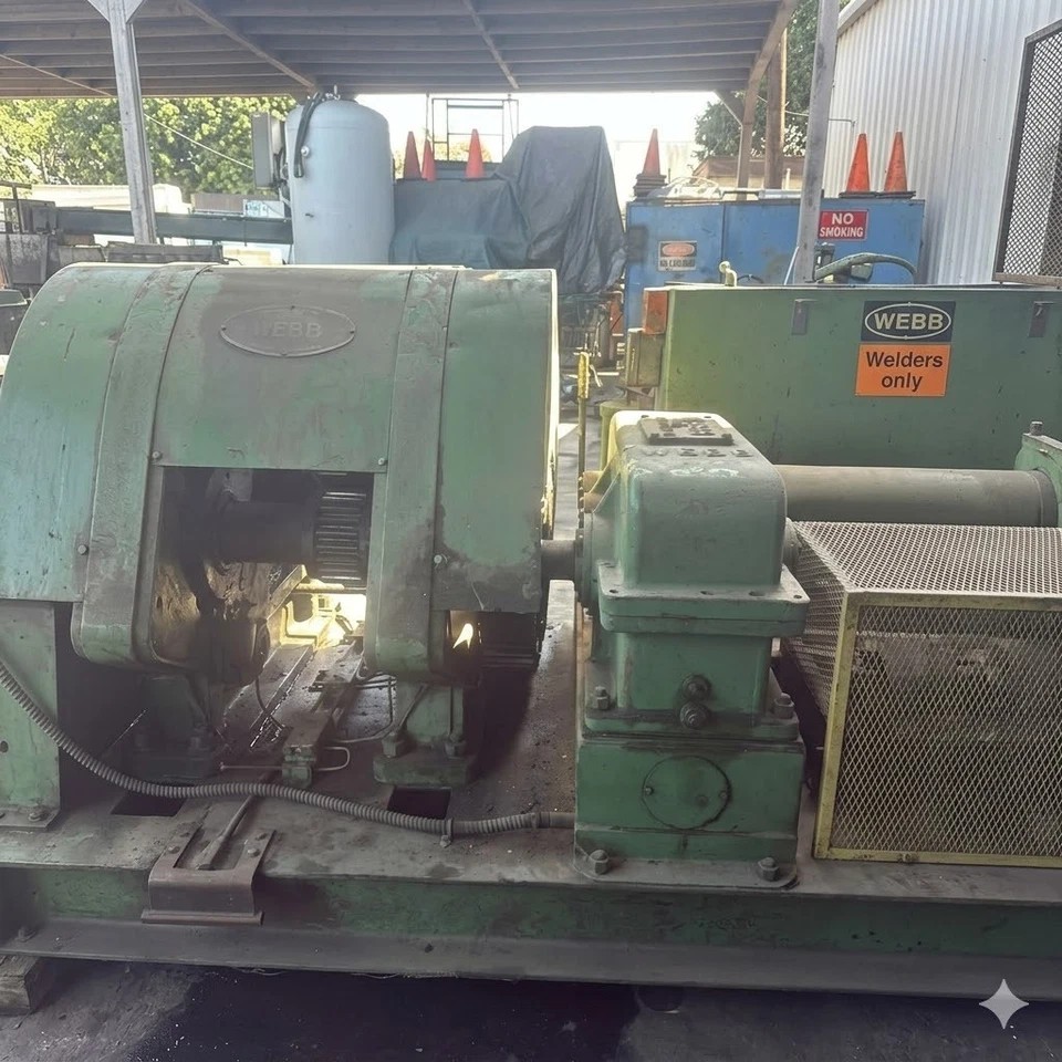 4' x 5/8" Webb #6L, Initial Pinch Plate Roll, pneumatic air operated drop end, power roll adjustment, gearbox - Image 4