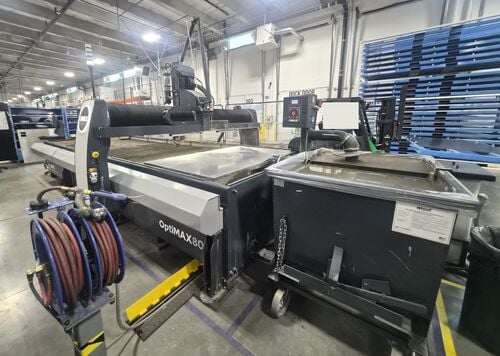 Omax #Optimax-80X, CNC waterjet, 181" x86" table, 160" X, 80" Y, 12" Z, 60000 psi, 50 HP, 5-axis cutting - Image 2