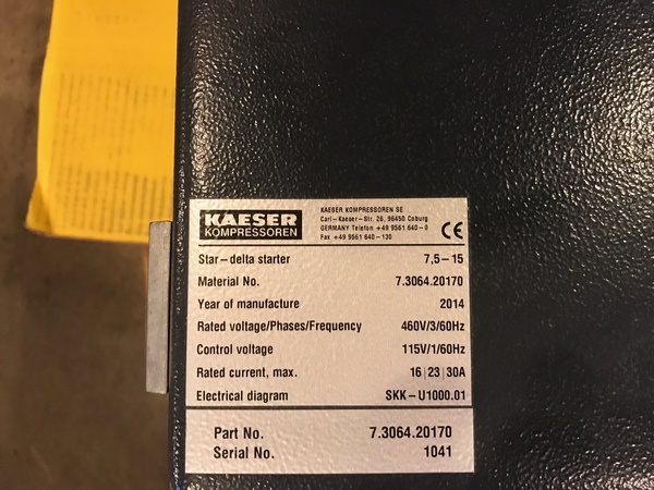 290 icfm, 15 psi, Kaeser #BB89C, blower compressor, 25 HP, new, 2016, #16843 - Image 4