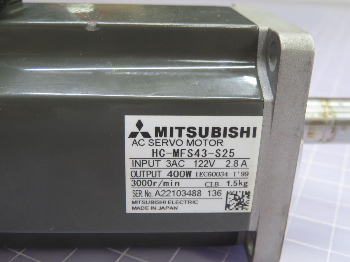 0.4 kW Mitsubishi #HC-MFS43-S25, AC Servo Motor, 3000 RPM, 122 Volts (3 available) - Image 4