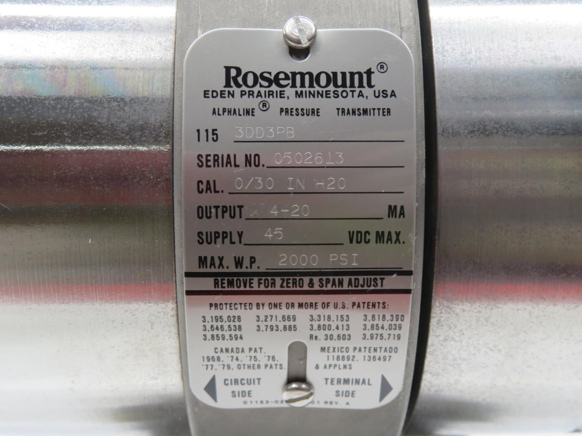 Rosemount #0/30, In H20 Pressure Transmitter - Image 3