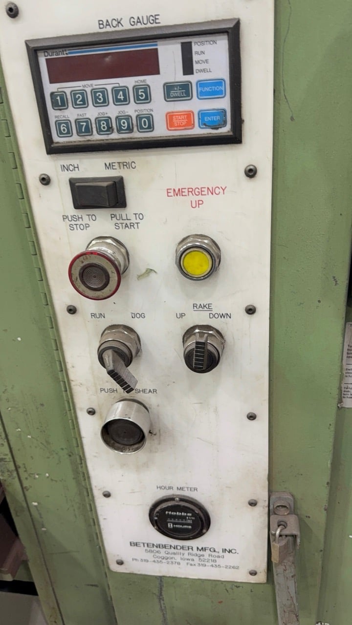 1/4" x 12' Betenbender #12-1/4, hydraulic power shear, 13 SPM, 21 hold downs, 35" squaring arm, 15 HP - Image 2
