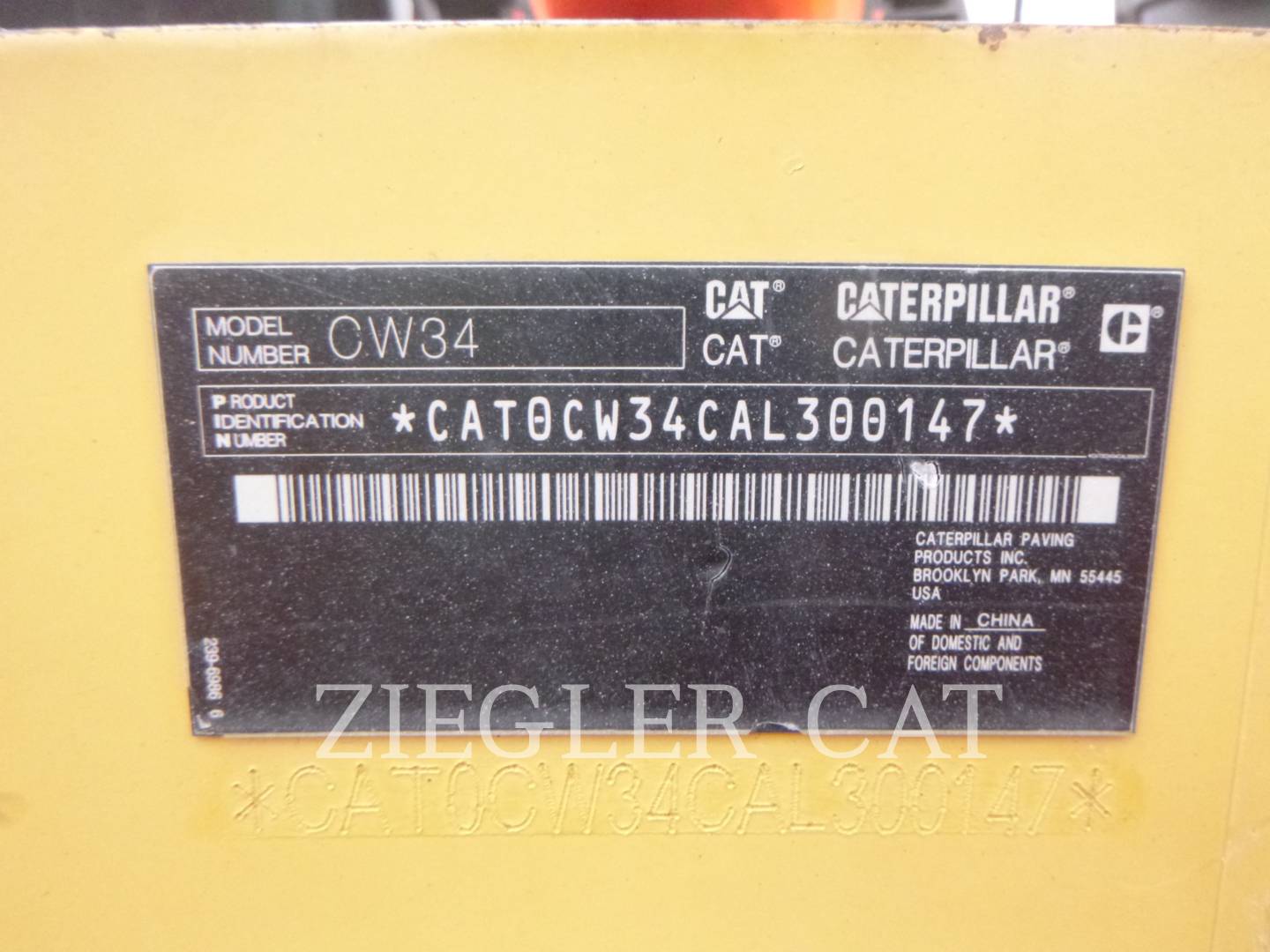 Caterpillar CW34, Pneumatic Tired Compactor, 7335 hours, S/N: AL300147, 2016 - Image 6