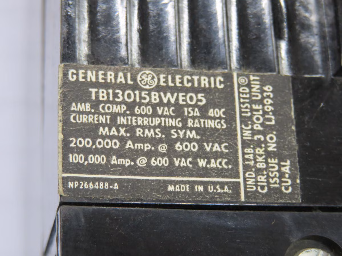 15 Amp, GE #TB13015BWE05, Circuit Breaker - Image 4