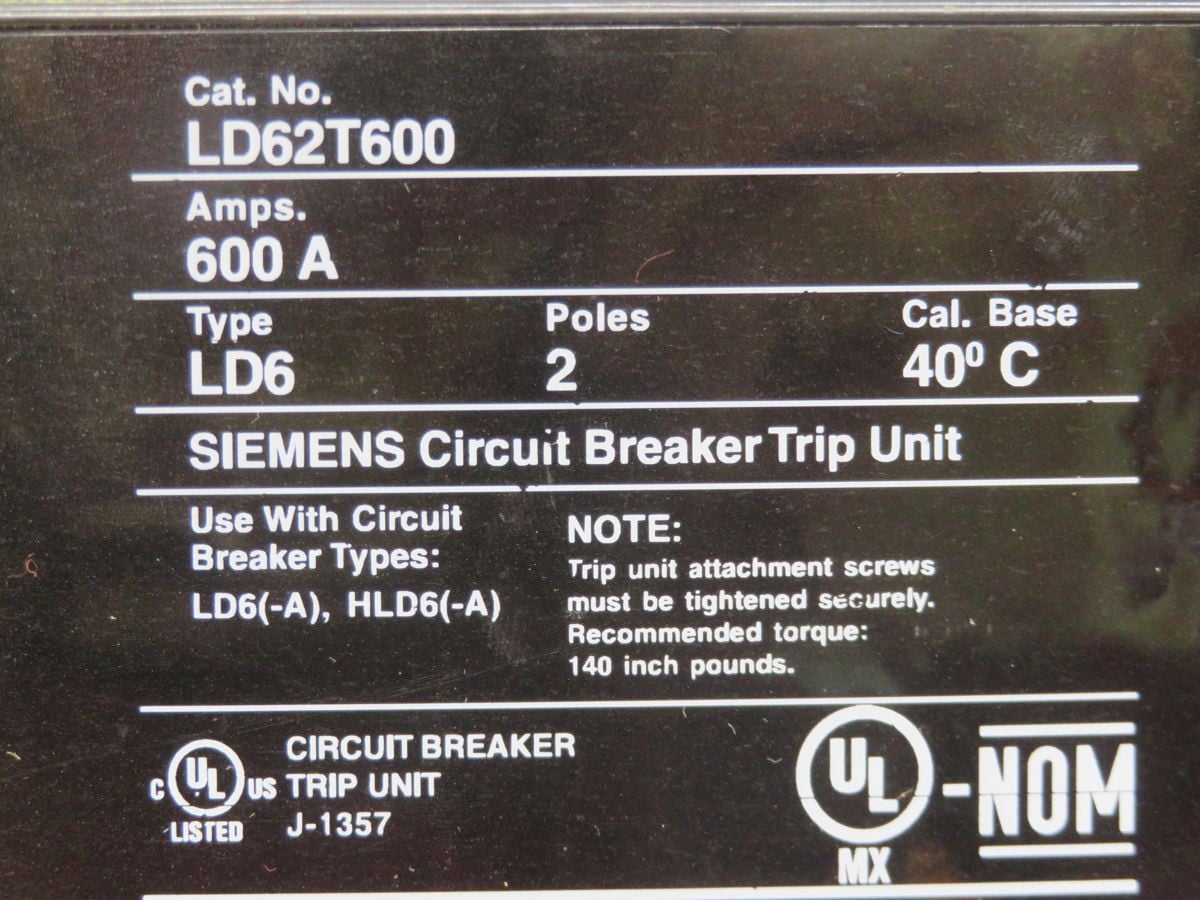 600 Amp, Siemens #LD62T600, Circuit Breaker - Image 7