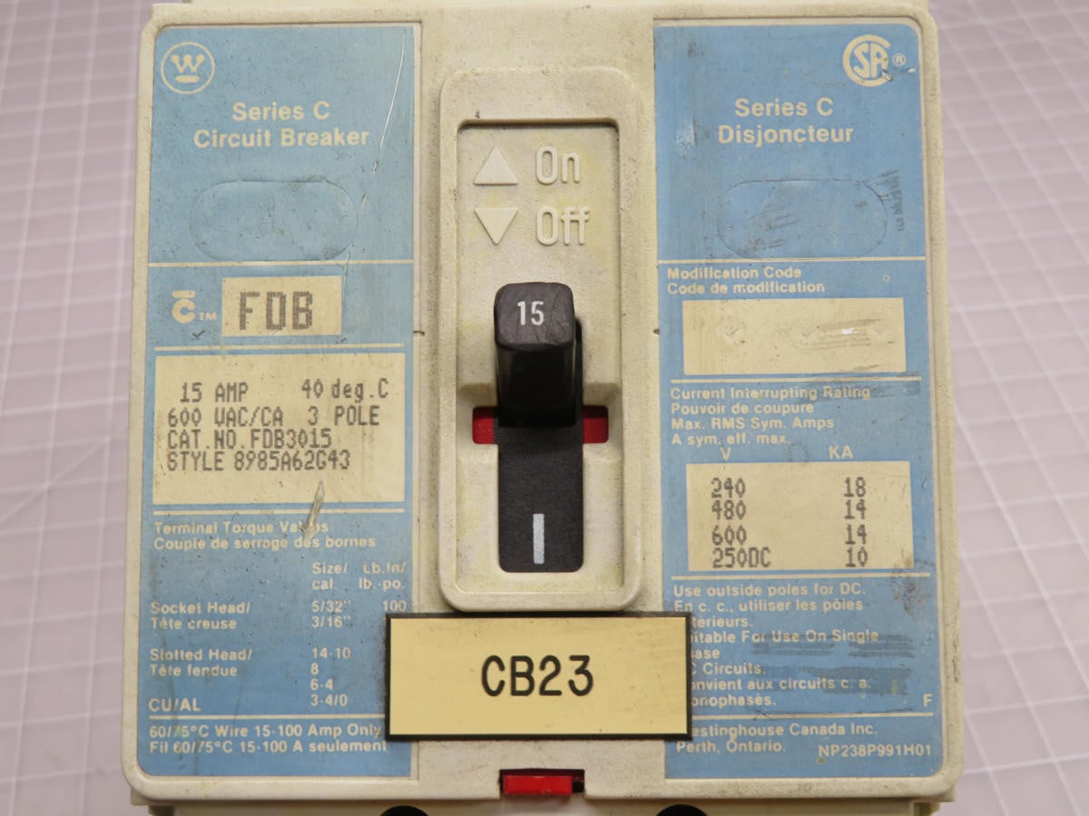 15 Amps, Westinghouse, FDB3015, Molded Case Circuit Breaker - Image 6