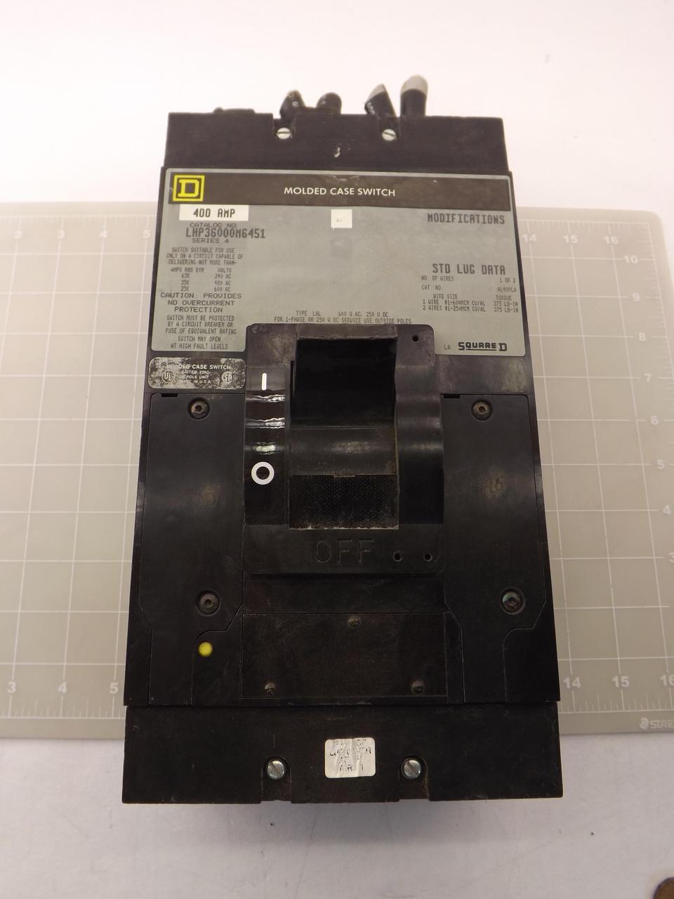 400 Amp, Square D #LHP36000M6451, Circuit Breaker Molded Case Switch 400A 600V 3P High Inter Mcs - Image 2