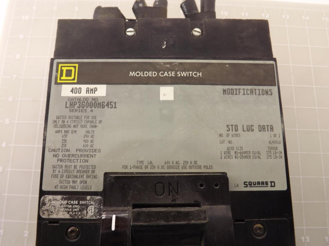 400 Amp, Square D #LHP36000M6451, Circuit Breaker Molded Case Switch 400A 600V 3P High Inter Mcs - Image 4