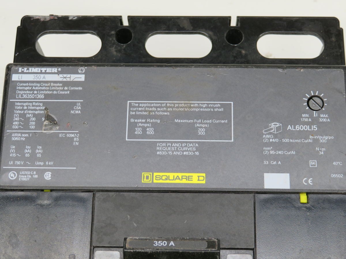 350 Amp, Square D #LIL36300, Limiter Circuit Breaker - Image 3