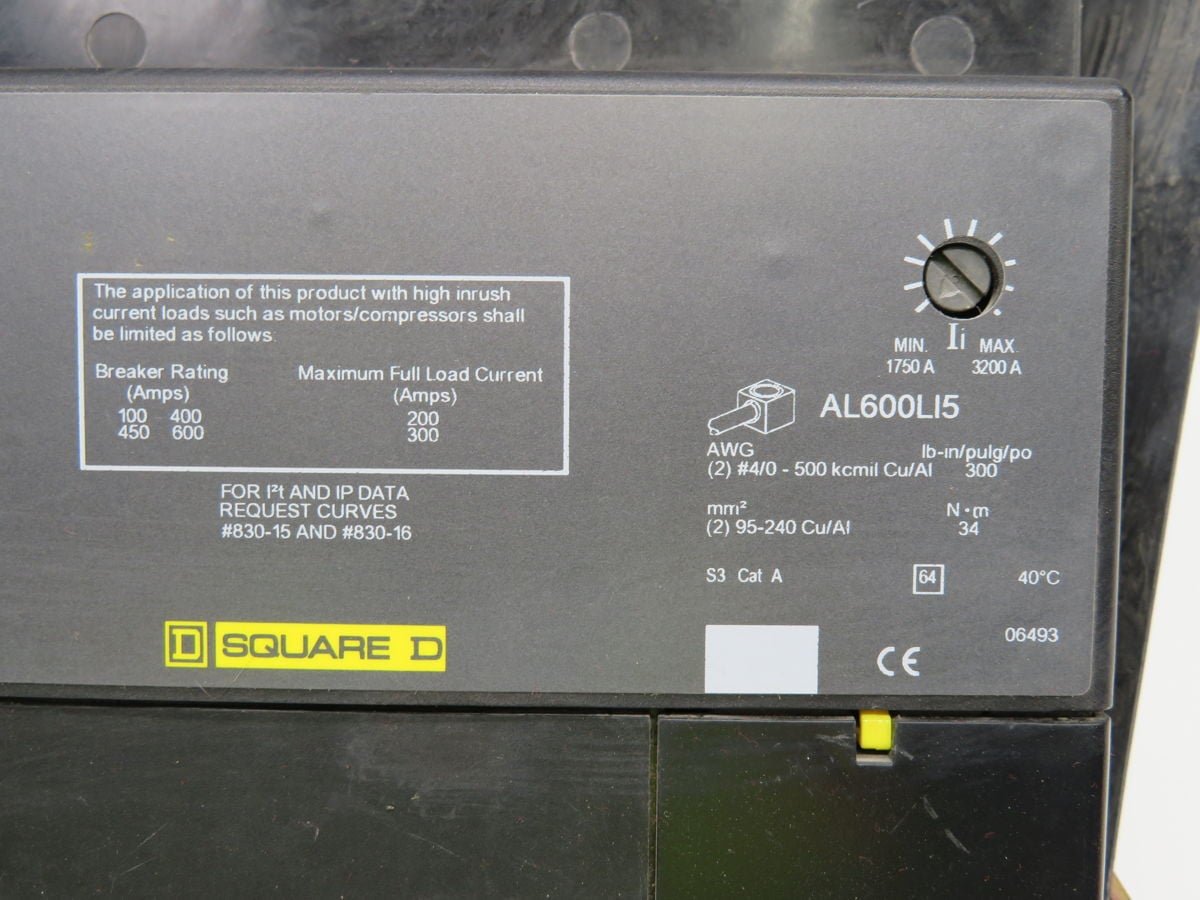 350 Amp, Square D #LIL363501366, Limiter Circuit Breaker (2 available) - Image 4