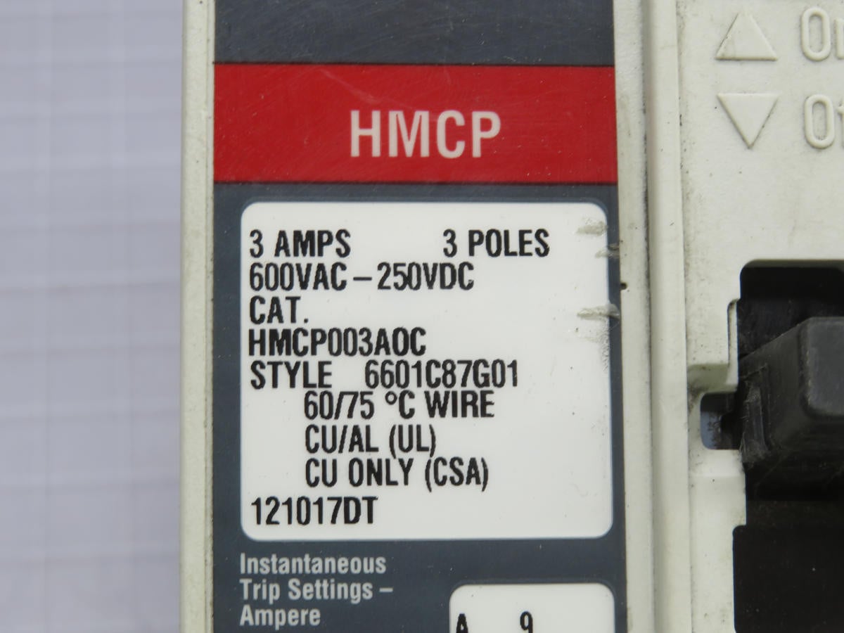 3 Amp, Eaton #6601C87G01, Molded Case Circuit Breaker - Image 3