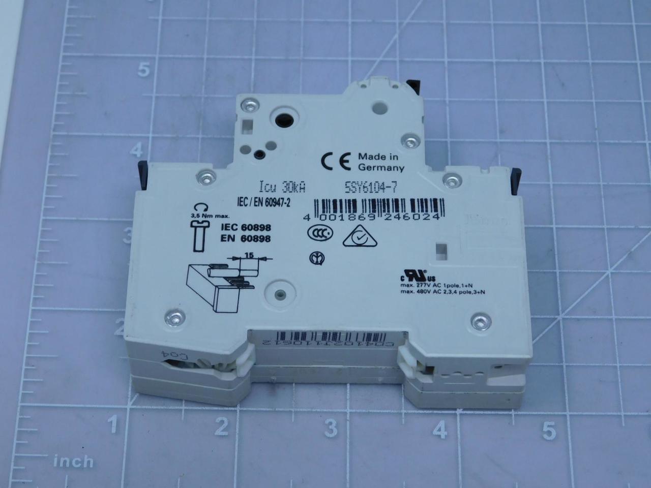 2 Amp, Siemens #5SY6104-7, Circuit Breakers 1 Pole 4 A w/ 5ST3010 Auxiliary Circuit Switches, LOT of 24 - Image 6