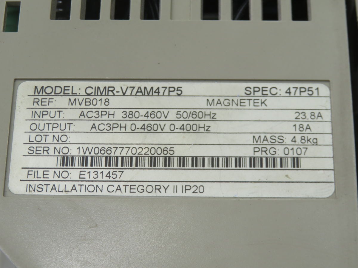 10 HP Yaskawa #CIMR-V7AM47P5, AC Drive - Image 3
