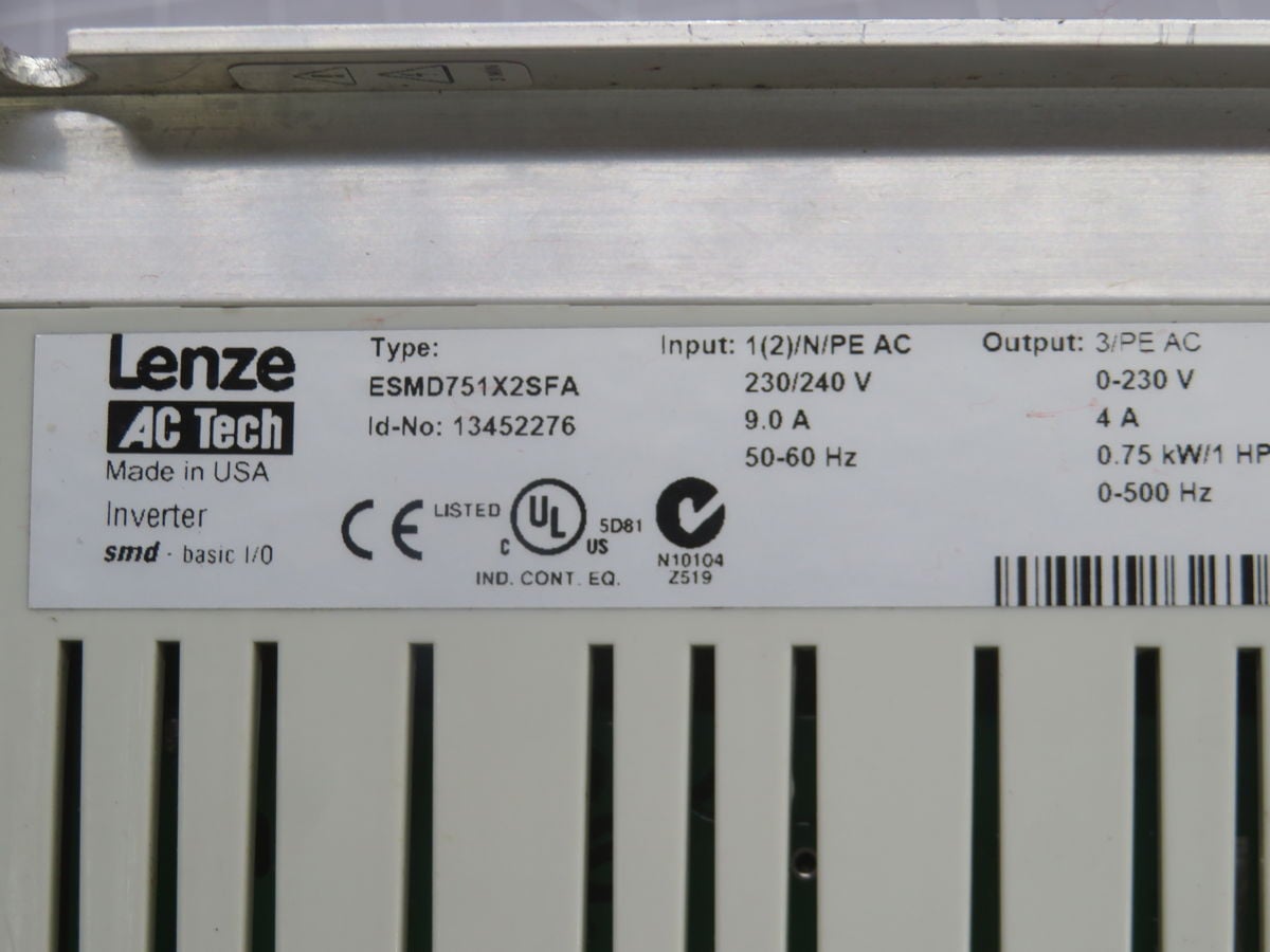 0.75 KW Lenze #ESMD751X2SFA, Frequency Inverter Drive - Image 4
