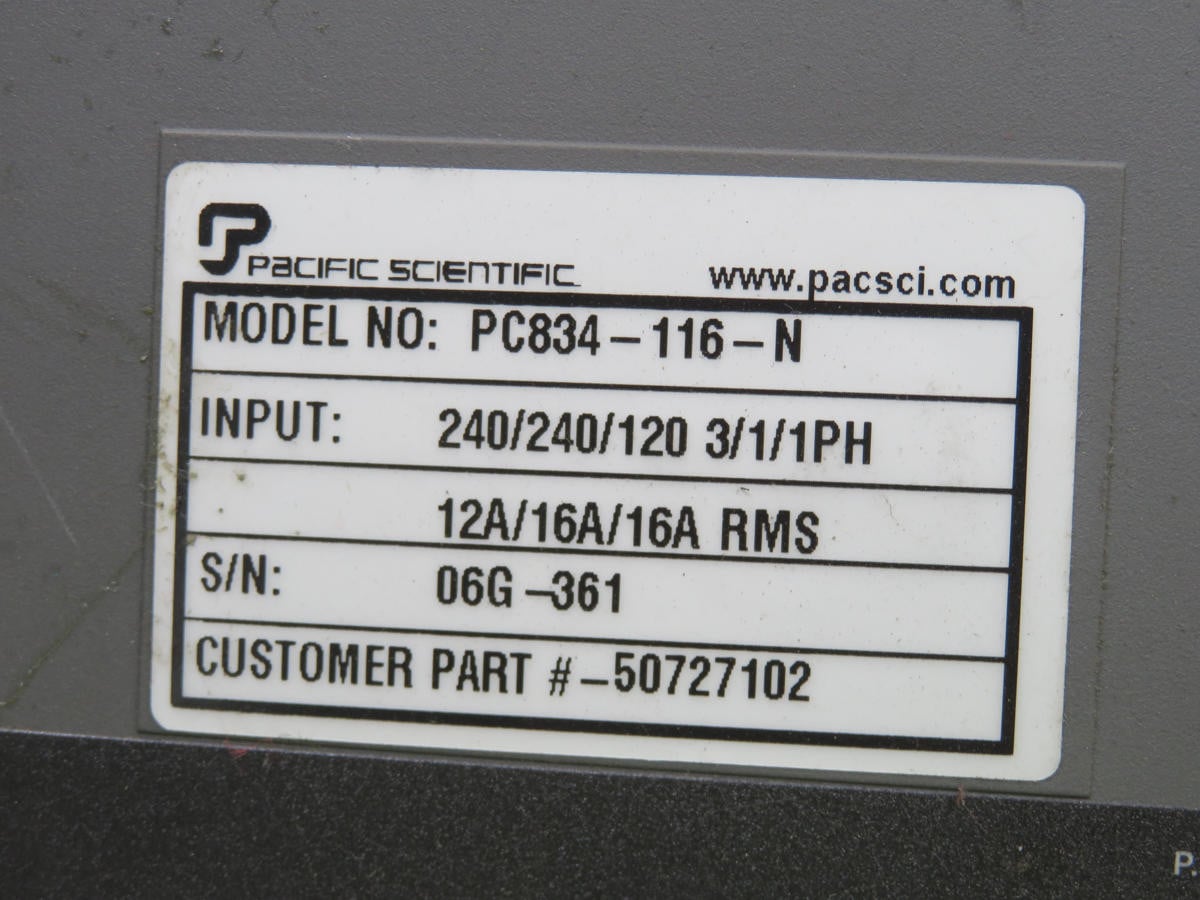 Pacific Scientific #PC834-116-N, Servo Drive, 325VDC Bus, 12A CONT/24A Peak, 0-230VAC Out - Image 4