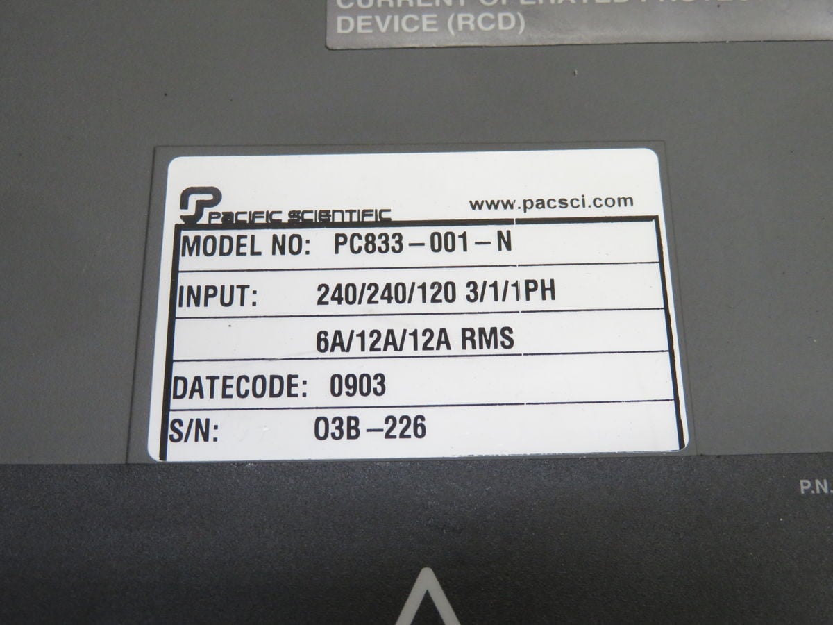 Pacific Scientific #PC833-001-N, Servo Drives, 240V Input, 50/60HZ, 12A Cont. Output - Image 3