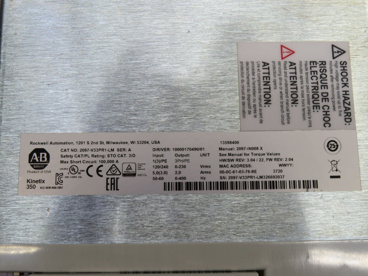 Allen-Bradley #2097-V33PR1-LM, Ser A Kinetix 350 Servo Drive - Image 6