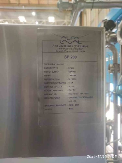 Alfa-Laval #SSPX-810" SGV-34CGL, separator disc centrifuge, stainless steel, 30 HP, 22 KW, 7200 RPM max bowl - Image 5
