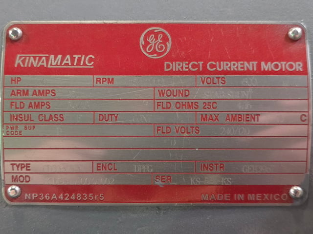 40 HP 1200 RPM General Electric, Frame 366ATY, Drip-Proof Ball Bearing, 500 VA, 240/120 VF, New Surplus - Image 3