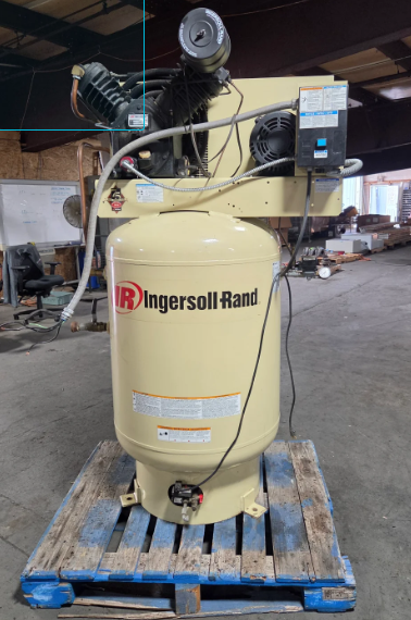 175 psig, Ingersoll-Rand #2545K10, vertical air compressor, 10 HP/7.5 HP, 120 gallon, 460 V. - Image 1